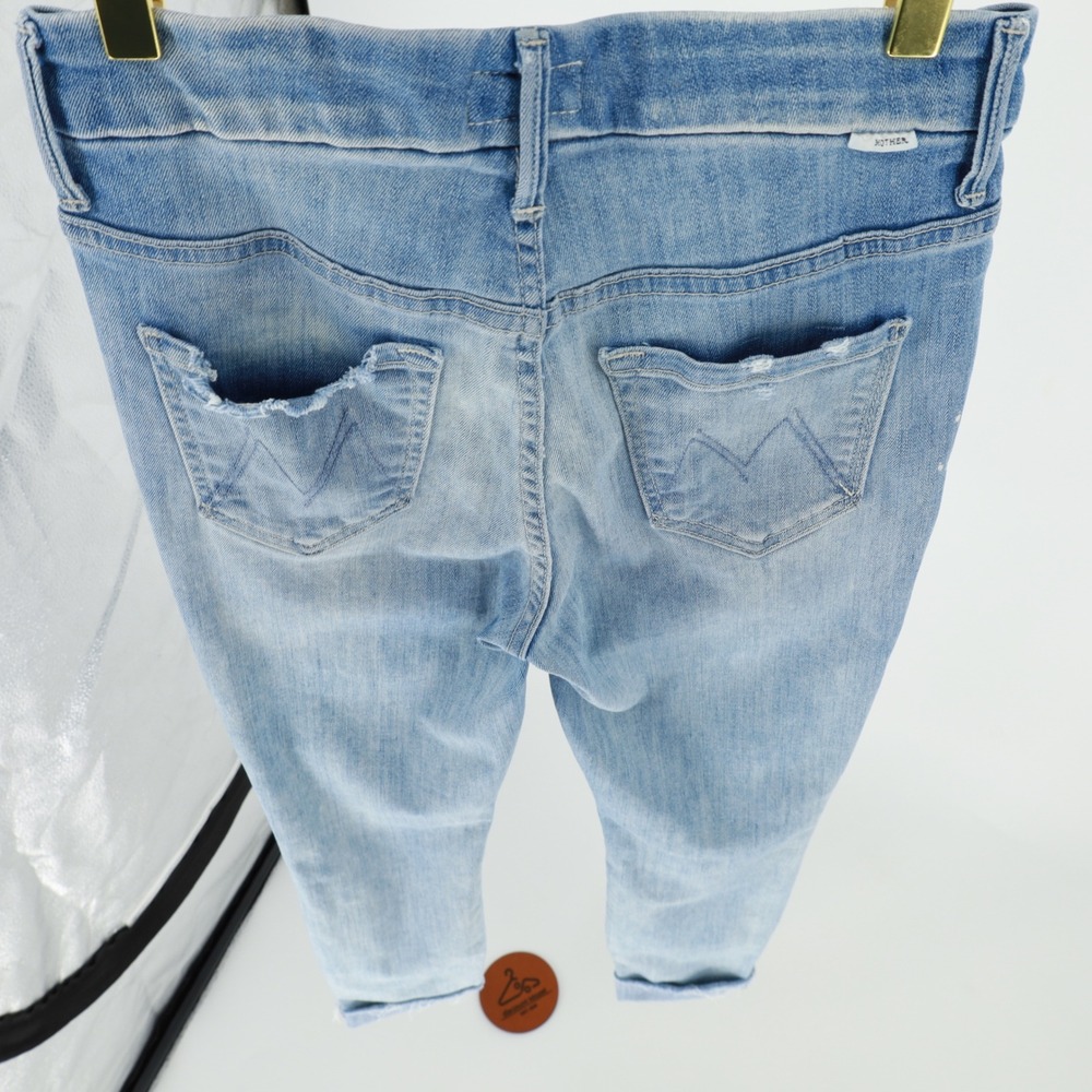 Mother Looker Ankle Fray Jeans Size 25 Twenty-Eight and a Half Wishes Light Blue - Picture 7 of 14